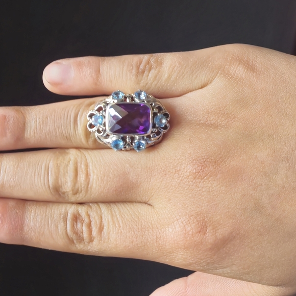 Nicky Butler Designer NB Sterling Silver 925 Purple Quartz Ring NWT Topaz Size 7 - Picture 4 of 9